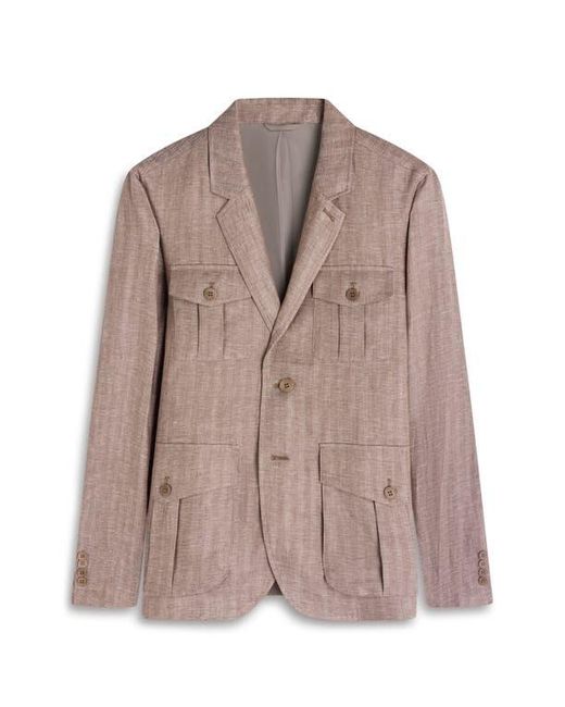 Bugatchi Brown Linen Safari Jacket for men