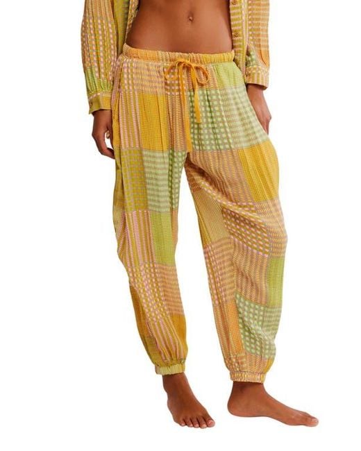 Free People Yellow Night After Night Pajama Pants