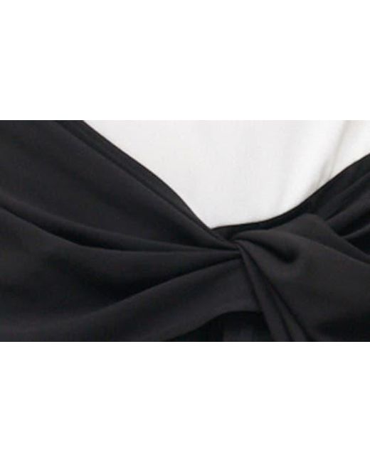 Staud Black Davina Colorblock Asymmetric Hem Dress