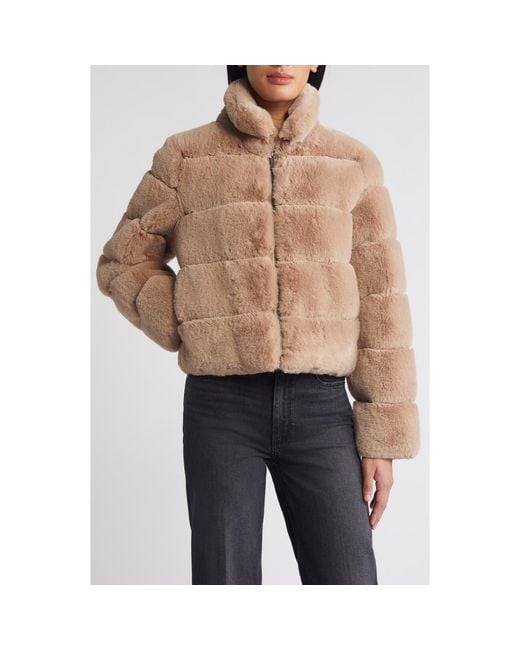 BCBGMAXAZRIA Channel Quilted Faux Fur Jacket Lyst