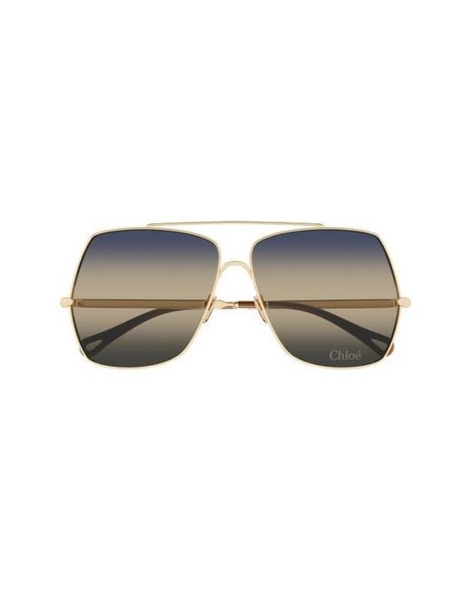 Chloé Metallic 62Mm Oversize Gradient Rectangular Sunglasses