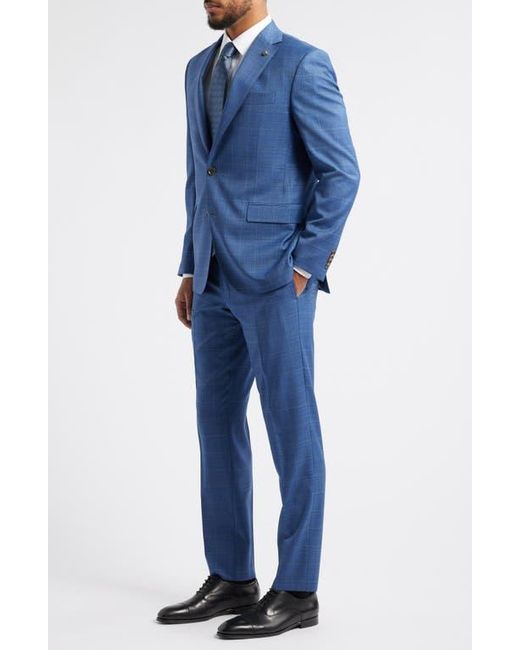 Jack Victor Blue Esprit Mélange Plaid Super 120S Wool Suit for men