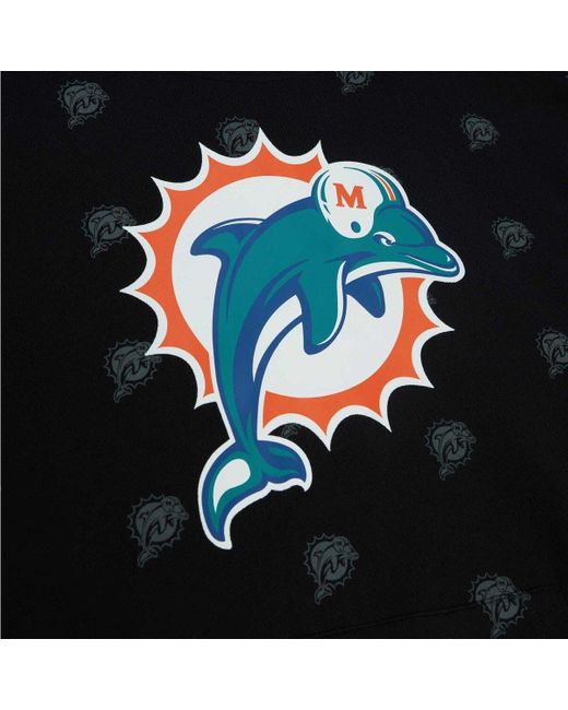Miami Dolphins Antigua Big Logo Flier Bunker Crewneck Large Black