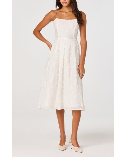 Astr Avani Floral Appliqu Fit & Flare Midi Dress in White | Lyst Astr Avani Floral Appliqu Fit & Flare Midi Dress in White | Lyst