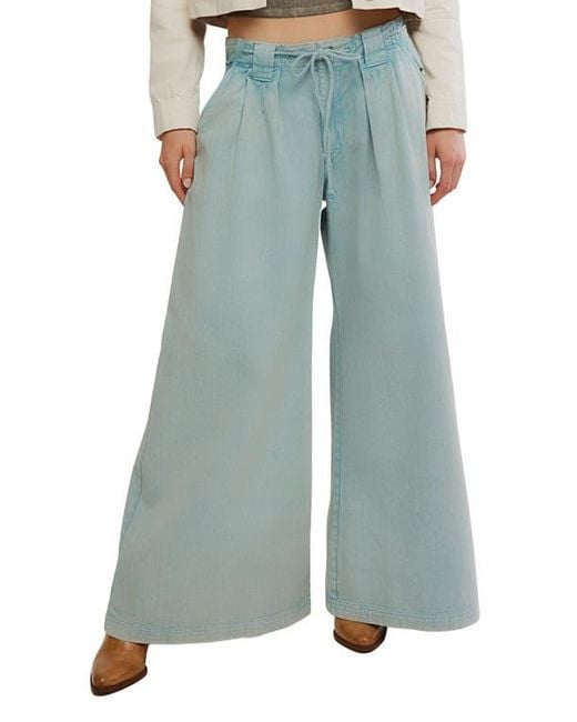 Free People Blue Julien Wide Leg Chino Pants