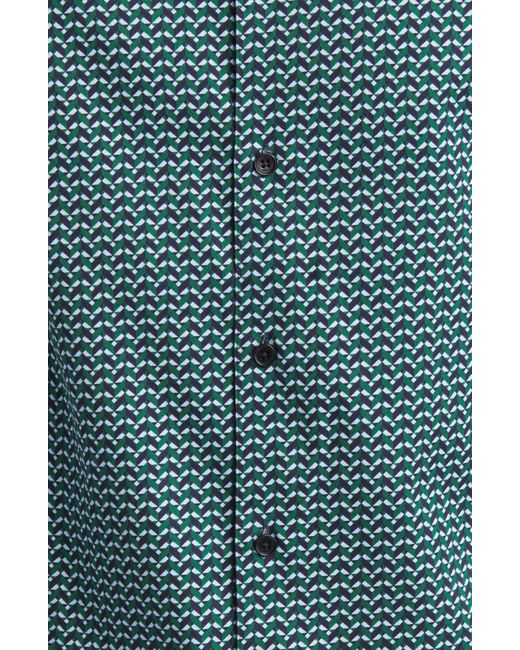 Ted Baker Blue Laceby Slim Fit Geometric Print Stretch Button-up Shirt for men