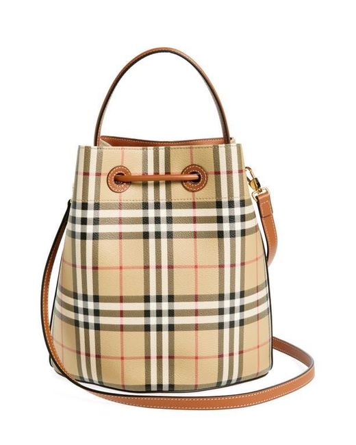 Burberry Black Small Check Coated Canvas Bucket Bag