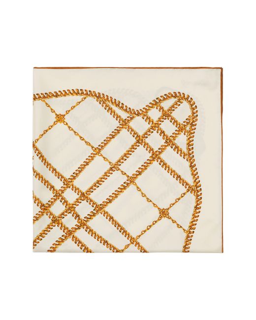 Burberry Natural Spear Chain Print Square Silk Scarf