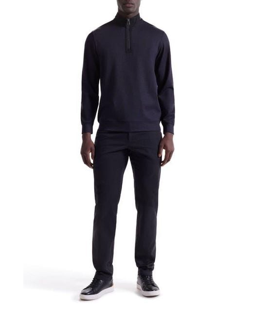 Bugatchi Blue Quarter Zip Pullover for men