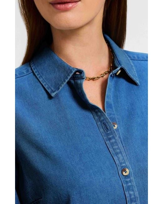 Foxcroft Blue Hampton Denim Shirt