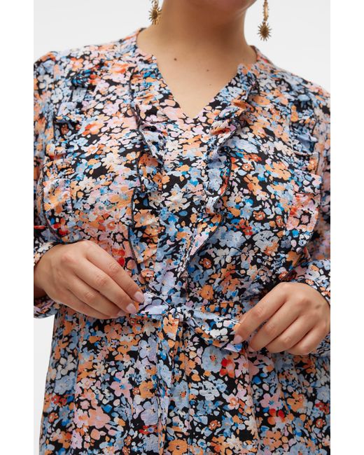 Vero Moda Multicolor Ginny Floral Print Long Sleeve Maxi Dress