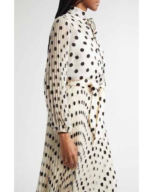 【Zimmermann】Crush Tie Neck Billow polka-dot maxi dress Crush Tie Neck Billow polka-dot maxi dress in black