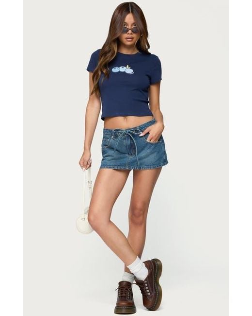 Edikted Blueberry Patch Embroidered Graphic Baby Tee