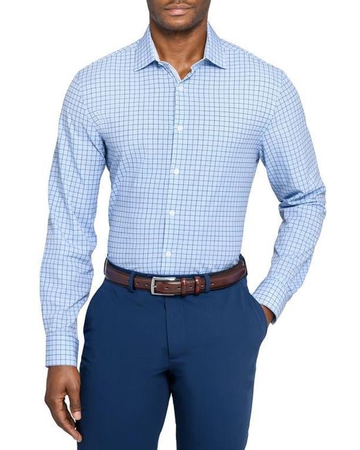 W.r.k. Men's Blue Slim Fit Light Check Performance Dress Shirt W.r.k. Men's Blue Slim Fit Light Check Performance Dress Shirt