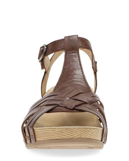 Dansko Brown Tia Ankle Strap Platform Wedge Sandal