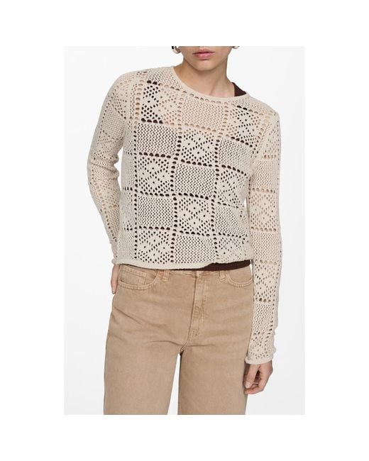 Mango Cedar Open Stitch Sweater in Natural Lyst
