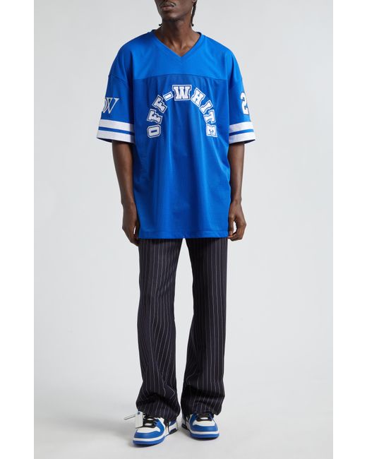 Off-White c/o Virgil Abloh Blue Football Mesh & Jersey T-shirt for men