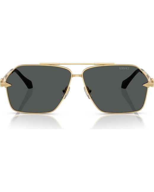 Versace Gray 63Mm Pilot Sunglasses for men