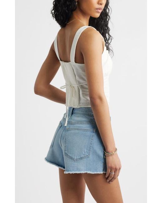 BP. White Linen Blend Corset Top