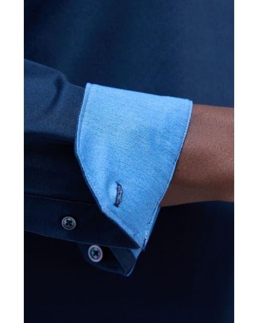 Bugatchi Blue Jimmy Ooohcotton Solid Button-Up Shirt for men