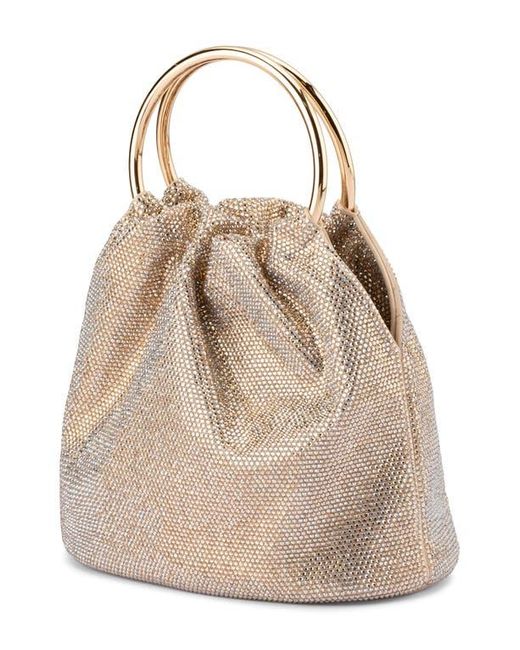 Olga Berg Natural Mabel Crystal Top Handle Clutch