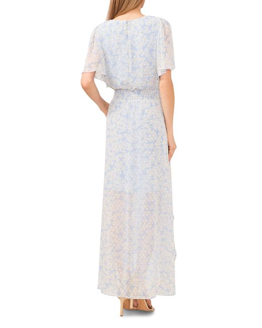 Cece Clip Dot Flutter Sleeve Smocked Waist Dress Lyst