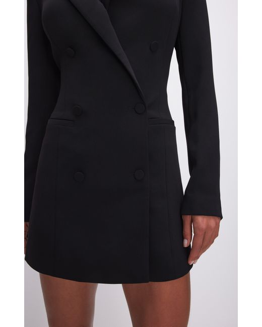 GOOD AMERICAN Black Luxe Suiting Exec Long Sleeve Blazer Minidress