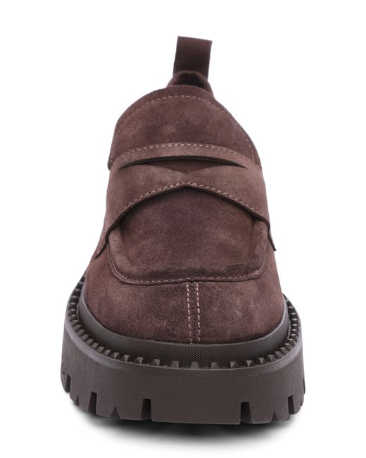 Ash Brown Genial Stud Leather Platform Loafer