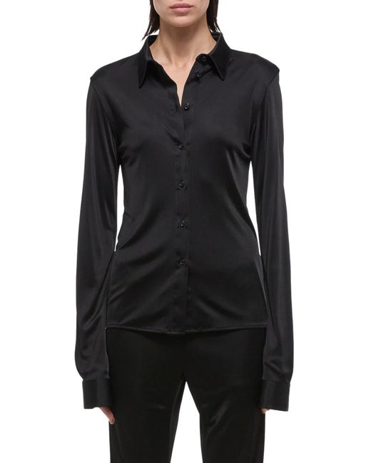 Helmut Lang Black Fluid Slim Fit Button-up Shirt