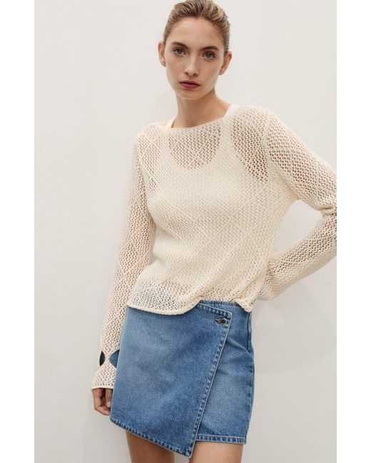 Mango Blue Faux Wrap Denim Skort