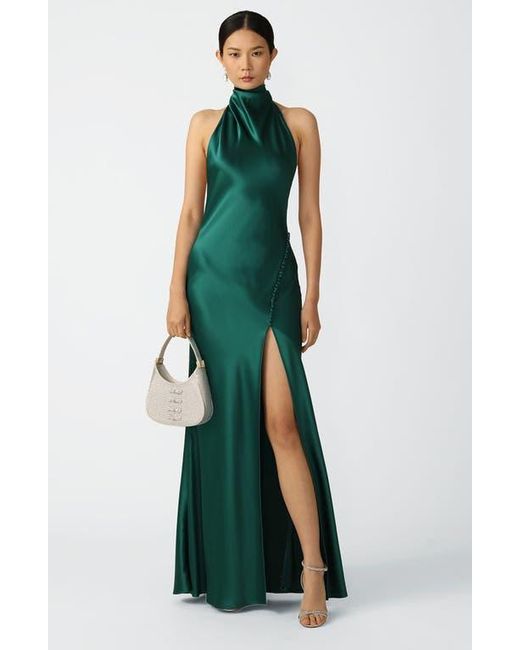 SAU LEE Green Penelope Satin Gown