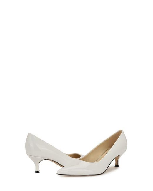 Nine West White Sisko Pointed Toe Kitten Heel Pump
