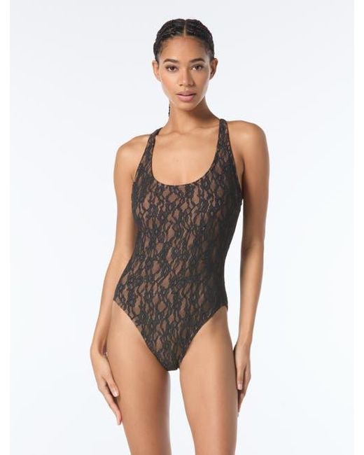 MICHAEL Michael Kors Black Lace Up Cross Back One Piece