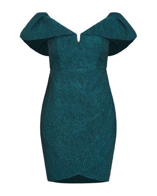 City Chic Green Jez Off The Shoulder Minidress