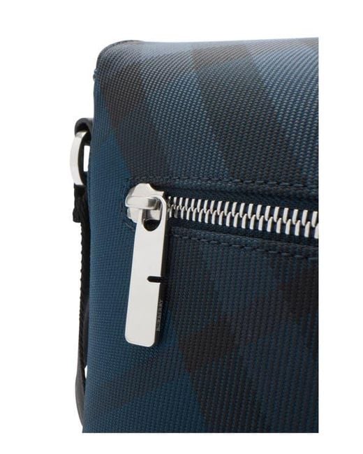 Burberry Blue Grid Messenger Bag for men
