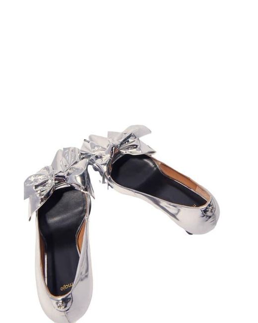 Maje White Leather Pumps With Bow Detail