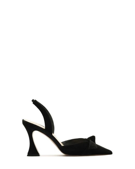 Alexandre Birman Black Clarita Bow Pointed Toe Slingback Sandal