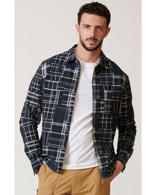 LEISURE LAB Blue Framework Button Up for men