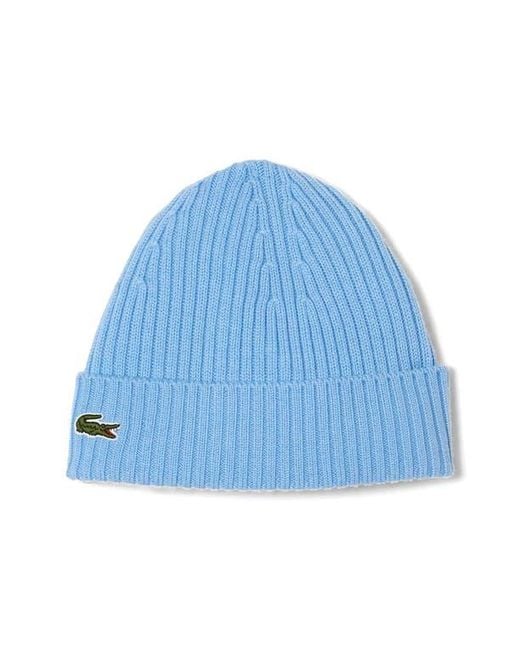 Lacoste Blue Wool Cuff Beanie