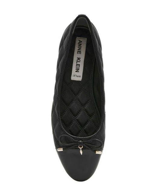 Anne Klein Black Luci Cap Toe Ballet Flat
