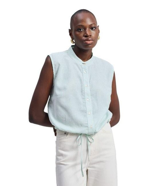 REISTOR Blue Button-Down With Lace Shirt
