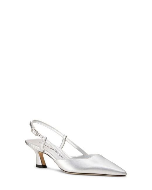 Stuart Weitzman White Vinnie 50 Slingback Pump