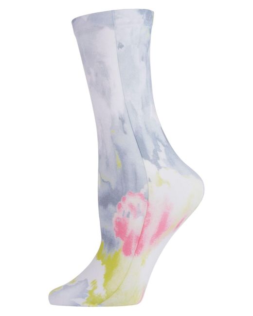 Natori Gray Brushstroke Print Crew Socks