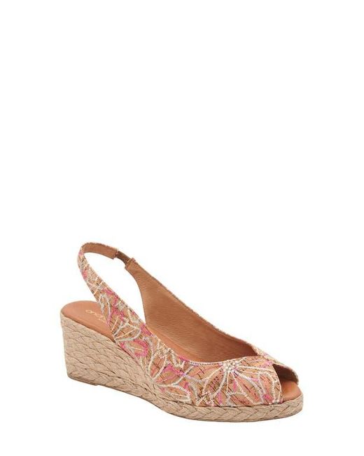 Andre Assous Brown Audrey Slingback Peep Toe Espadrille Wedge Sandal