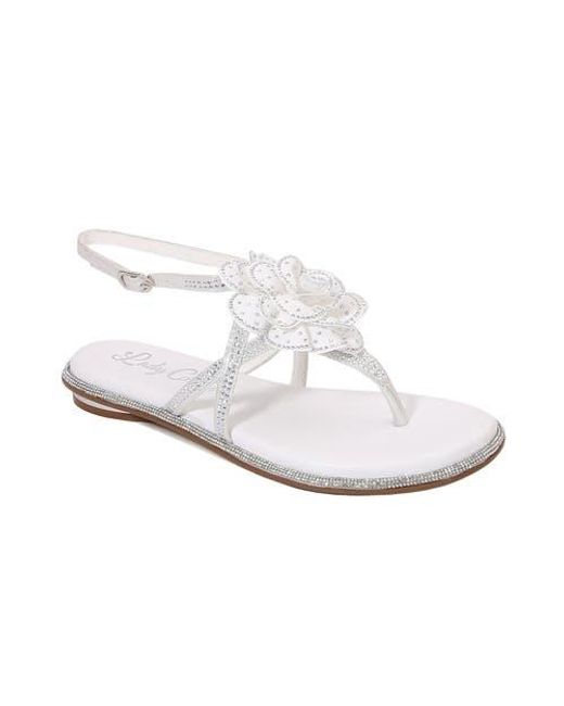 Lady Couture White Flower Thong Flat Sandal