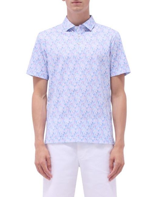 Bugatchi White Victor Ooohcotton Pineapple Print Polo for men
