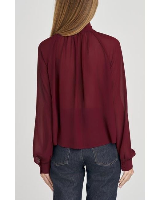 Wayf Red X Sara Walker Bow Georgette Blouse