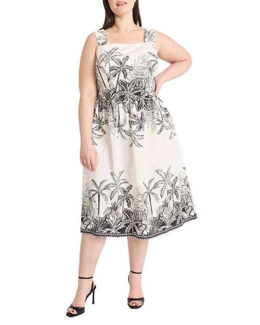Maggy London Black Print Fit & Flare Midi Dress