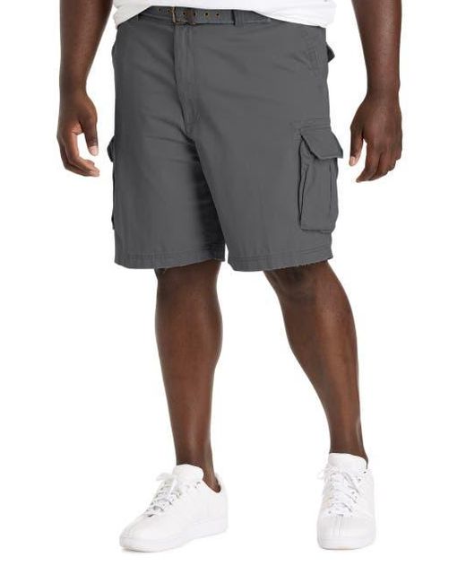 True Nation by DXL Gray Big & Tall Belted Cargo Shorts for men