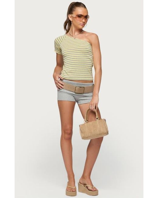 Edikted Green Eulia One-Shoulder Stripe Top
